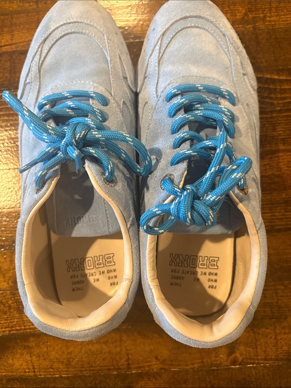 Bronx Kids Light Blue Suede Sneakers with Bright Blue Laces